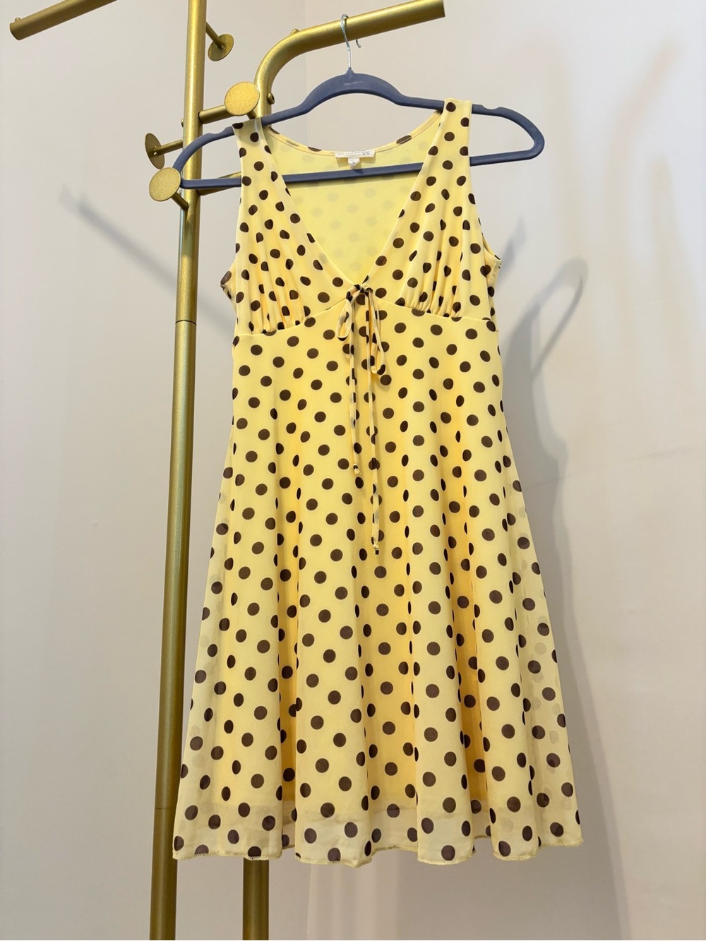 Yellow Polka Dot Dress with Brown Dots